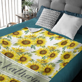 Sunflower Floral Personalized Name Baby Blanket